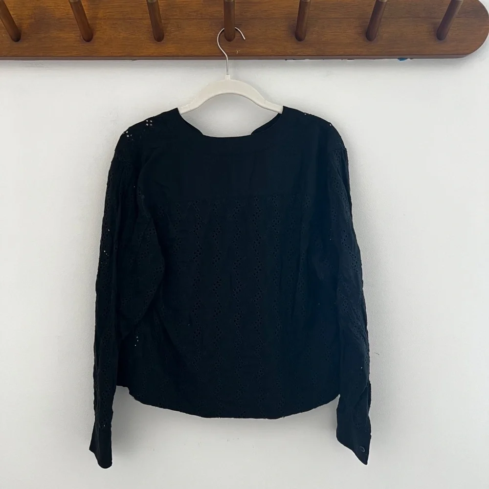 Madewell Long-Sleeve Popover Top in Eyelet – Size X-Small - Picture 6 of 6